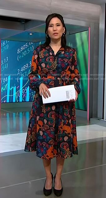 Vicky’s navy tiger print dress on NBC News Daily