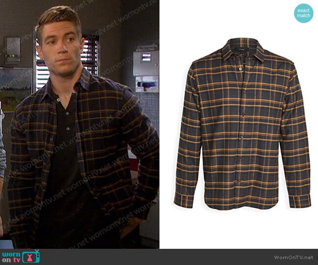 Vince Windowpane Plaid Long Sleeve worn by Tripp Johnson (Lucas Adams) on Days of our Lives