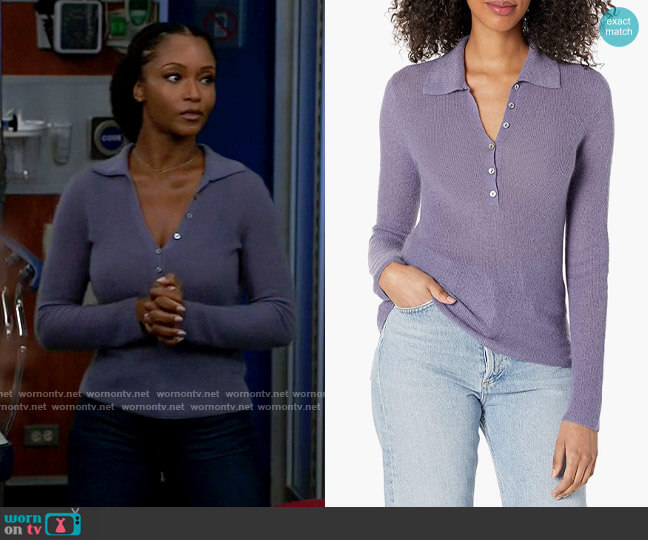Vince Henley Polo Pullover in Mauve Iris