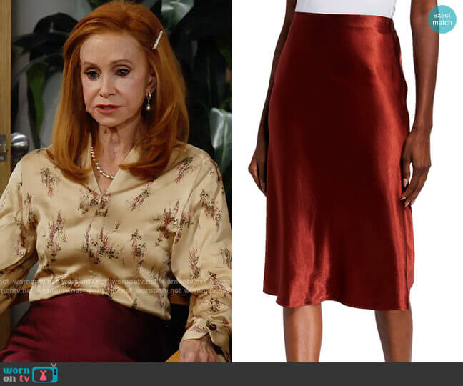 Vince Satin Slip Skirt worn by Sheila (Swoosie Kurtz) on Call Me Kat