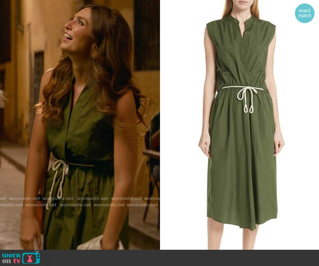 Vince Utility Dress in Cedar worn by Lindsay (Alexandria Trewhitt) on From Scratch