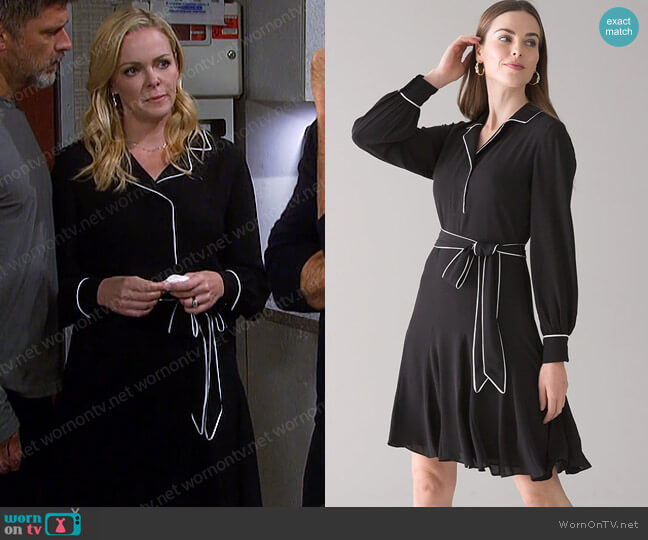 White House Black Market Contrast Trim Godet Dress worn by Belle Brady (Martha Madison) on Days of our Lives