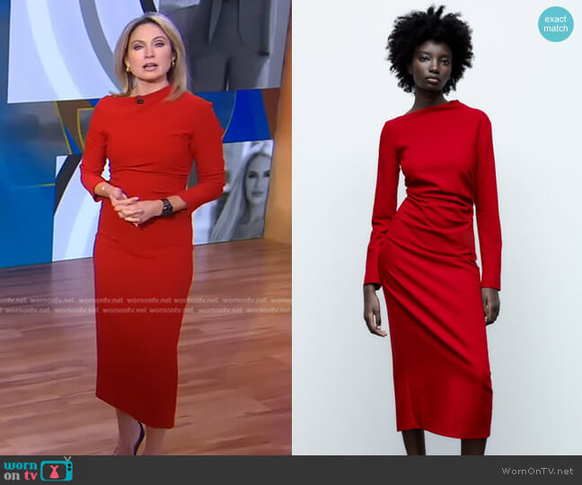 Zara Draped Sheath Dress worn by Amy Robach on Good Morning America