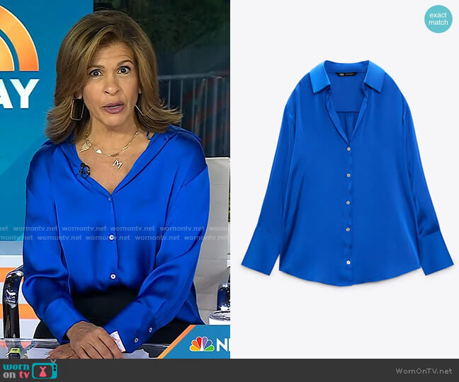 Zara Flowy Satin Effect Shirt worn by Hoda Kotb on Today