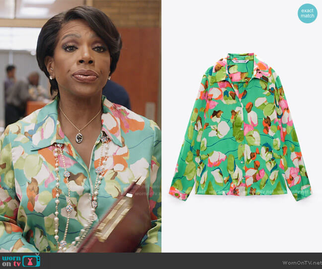 Zara Floral Satin Blouse worn by Barbara Howard (Sheryl Lee Ralph) on Abbott Elementary