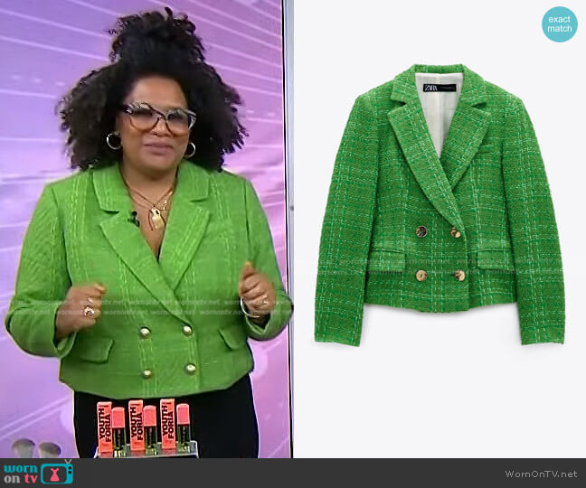 Zara Textured Double Breasted Blazer worn by Julee Wilson on Today