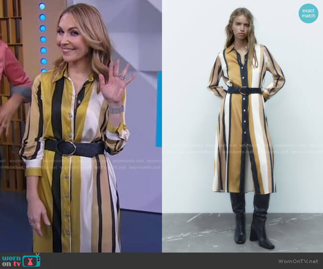 Zara Striped Belted Shirt Dress worn by Lori Bergamotto on Good Morning America