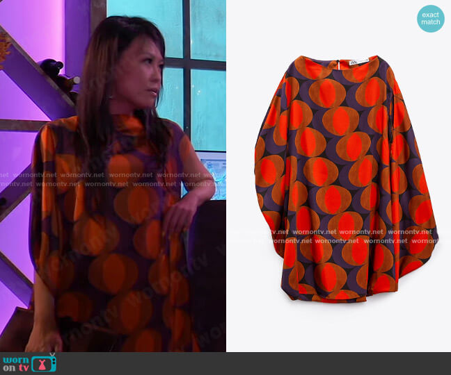 Zara Cape Sleeve Dress worn by Selina Wu (Lydia Look) on General Hospital