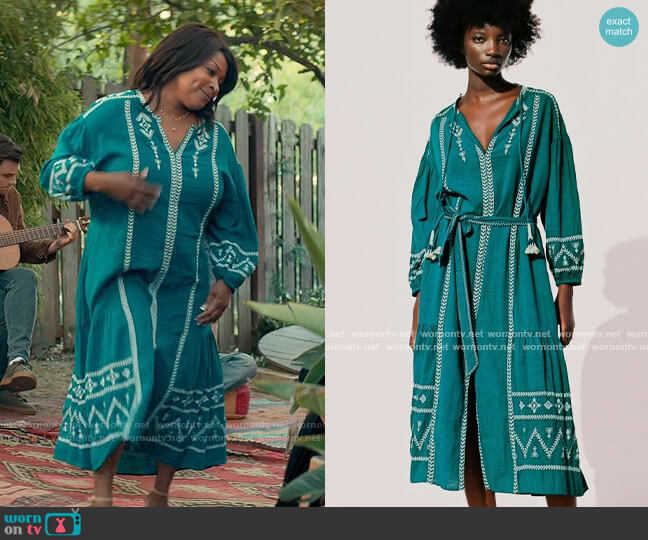 Zara Embroidered Midi Dress worn by Lynn (Kellita Smith) on From Scratch