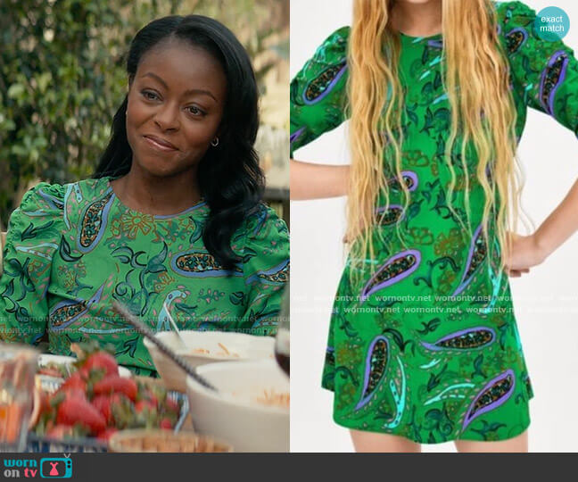 Zara Printed Mini Dress worn by Zora Wheeler (Danielle Deadwyler) on From Scratch