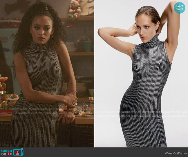 Metallic Turtleneck Dress worn by Olivia Baker (Samantha Logan) on All American