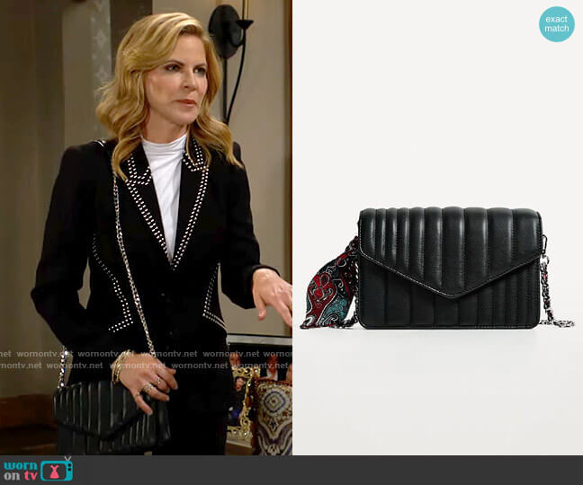 Zara Quilted Crossbody Bag worn by Talia Morgan (Natalie Morales) on The Young and the Restless