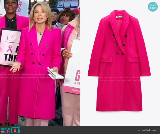 Zara Tailored Double Breasted Coat worn by Amy Robach on Good Morning America