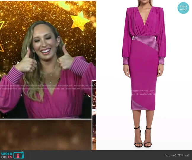 Zhivago Lover Man Cocktail Dress with Satin Panels in Berry worn by Cheryl Burke on Good Morning America