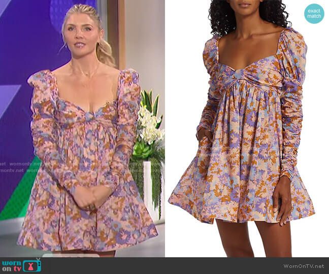 Zimmermann Violet Floral Twist Front Minidress in Purple Multi worn by Amanda Kloots on The Talk