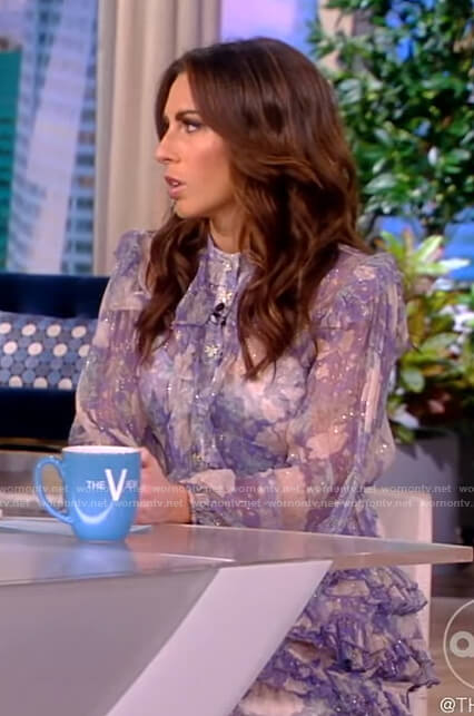 Alyssa’s blue floral metallic dress on The View