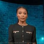 Zuri’s black button detail romper on Access Hollywood