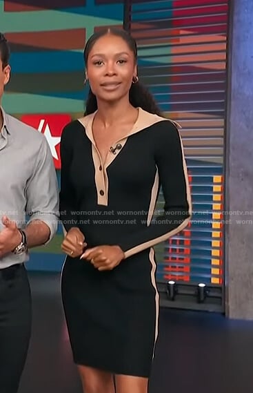 Zuri’s black contrast trim polo dress on Access Hollywood