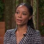 Zuri’s black printed wrap dress on Access Hollywood
