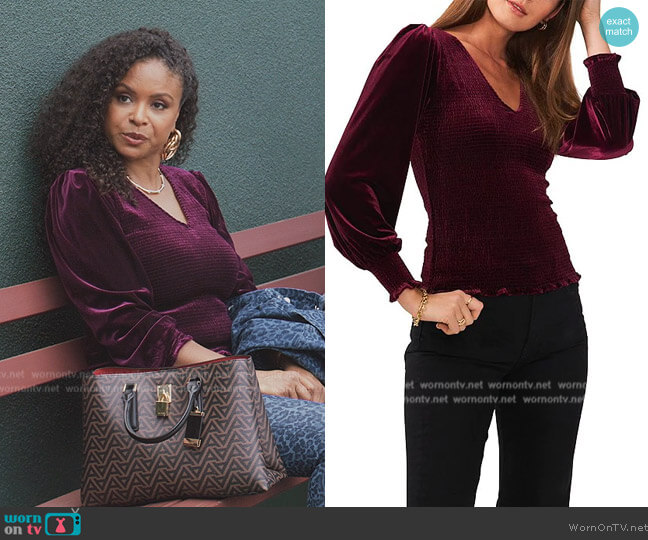 1.State Velvet Top worn by (Joyful Drake) on All American Homecoming