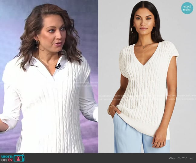 525 America Cable Sweater Vest worn by Ginger Zee on Good Morning America