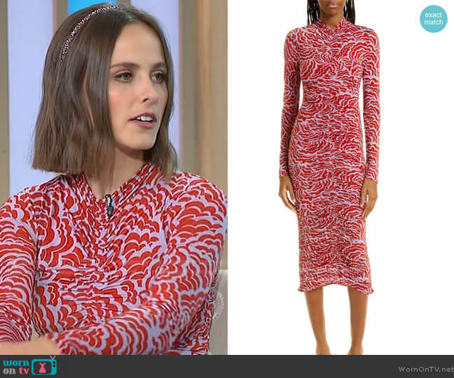 A.L.C. Ansel Printed Ruched Dress worn by Pauline Chalamet on Sherri
