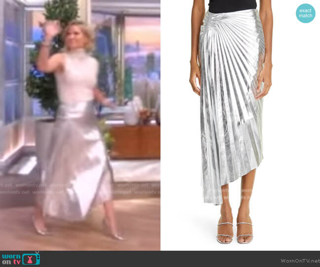 A.L.C. Tori Metallic Vegan Leather Midi Skirt worn by Sara Haines on The View