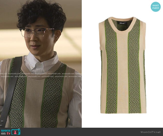 Ahluwalia Merino Wool Textured Knit Vest worn by Daniel Kim (Tim Jo) on Reasonable Doubt