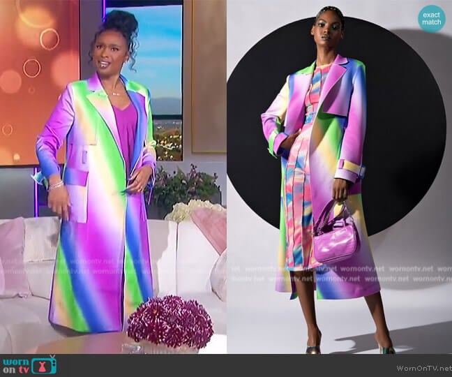 Akira No Place Like Home Ombre Trench Coat worn by Jennifer Hudson on The Jennifer Hudson Show