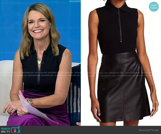 Akris Punto Sleeveless Front Zip Polo Shirt worn by Savannah Guthrie on Today