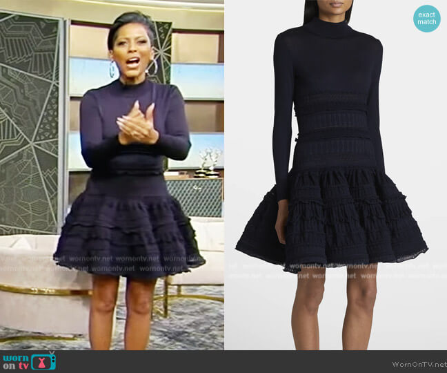 Alaia Crino Ruffle Skater Minidress worn by Tamron Hall on Tamron Hall Show
