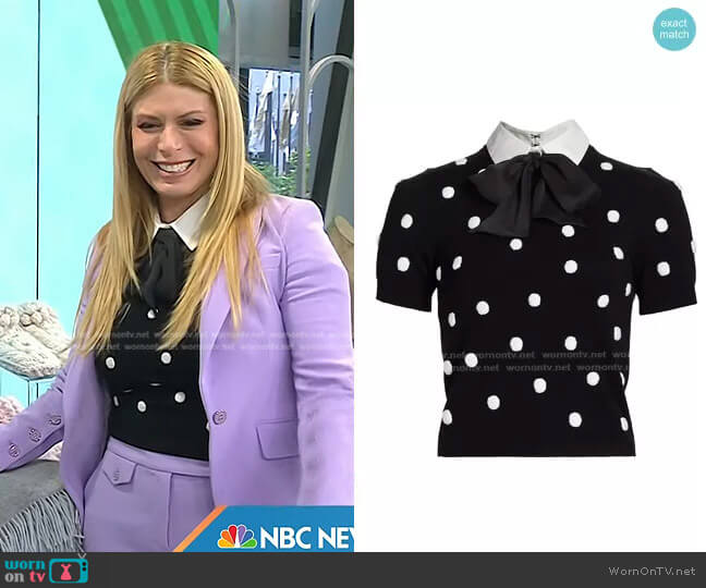 Alice + Olivia Ciara Polka Dot Knit Sweater worn by Jill Martin on Today