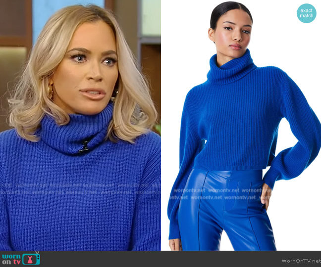 Alice + Olivia Carlynn ribbed cropped jumper worn by Teddi Mellencamp Arroyave on Tamron Hall Show