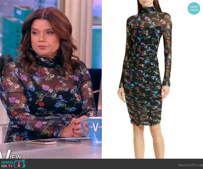 Alice + Olivia Delora turtleneck midi dress worn by Ana Navarro on The View