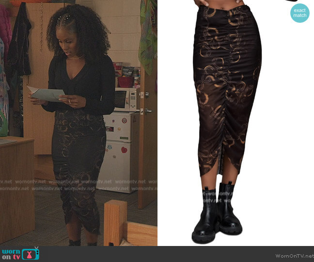 All Saints Tessia Tempest Midi Skirt worn by Simone (Geffri Hightower) on All American Homecoming