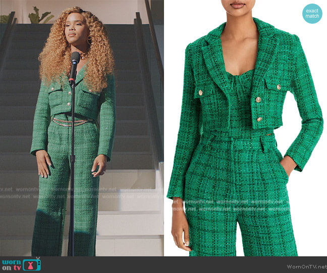 Aqua x Maeve Reilly Tweed Cropped Jacket worn by Nathanial Hardin (Rhoyle Ivy King) on All American Homecoming