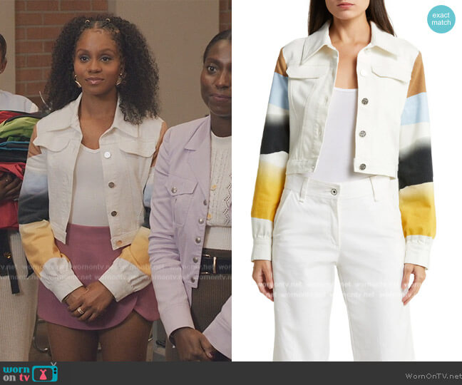 Baum Und Pferdgarten Bixby Stretch Organic Cotton Crop Jacket worn by Simone (Geffri Hightower) on All American Homecoming