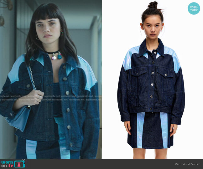 Bimba Y Lola Iridescent Denim Jacket worn by Mencia Blanco (Martina Cariddi) on Elite