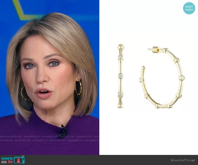Bonheur Jewelry Diana Crystal Large Hoop Earrings worn by Amy Robach on Good Morning America