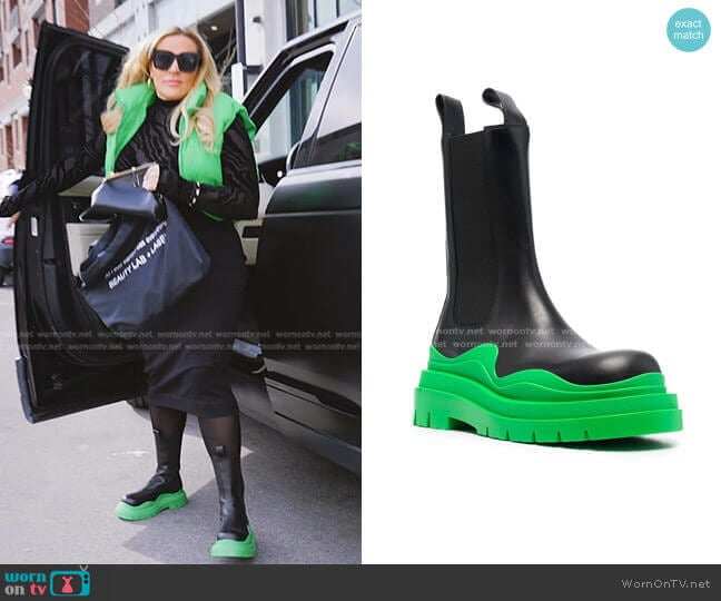 Bottega Veneta Tire Chunky-Sole Boots worn by Heather Gay on The Real Housewives of Salt Lake City