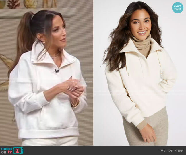 Calia Cloud Zip Placket Sweatshirt worn by Kay Adams on Good Morning America