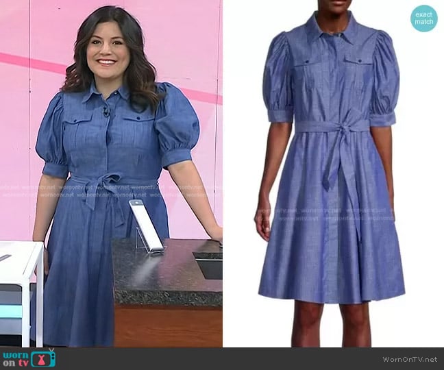 Calvin Klein Puff-Sleeve Belted Shirtdress worn by Adrianna Barrionuevo Brach on Today
