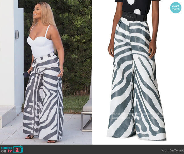 Carolina Herrera Zip Front Wide Leg Pleated Pant worn by Gizelle Bryant on The Real Housewives of Potomac