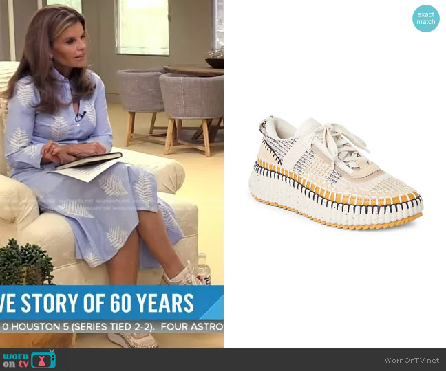 Chloe Nama Platform Sneaker in Biscotti Beige worn by Maria Shriver on Today