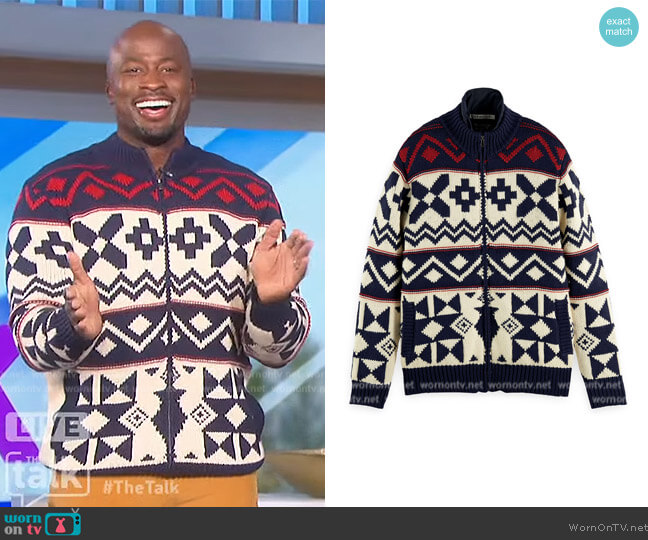 Scotch and Soda Chunky Zip Cardigan w/ Inner Jacket worn by Akbar Gbajabiamila on The Talk