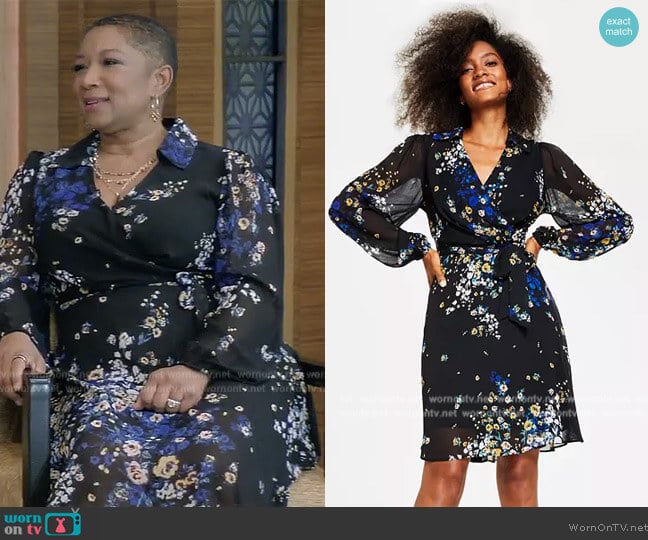 DKNY Printed Faux-Wrap Dress worn by Deja Vu on Live with Kelly and Mark