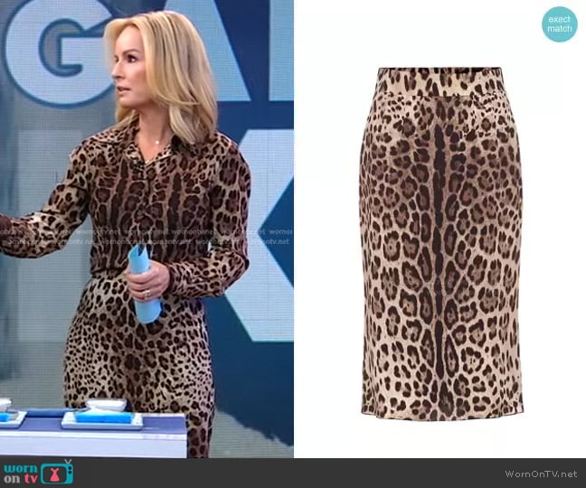 Dolce & Gabbana Leopard-Print Stretch-Silk Skirt worn by Dr. Jennifer Ashton on Good Morning America
