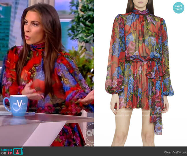 Dolce and Gabbana Floral-print silk-chiffon minidress worn by Alyssa Farah Griffin on The View