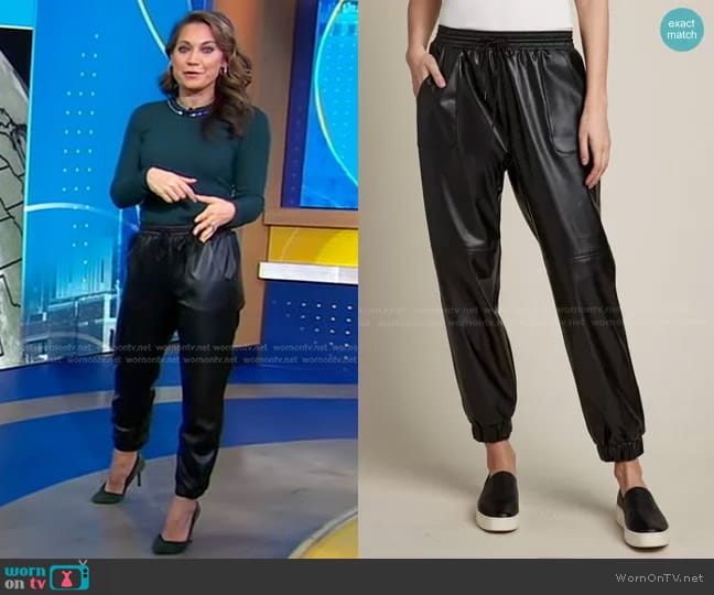 Elie Tahari Vegan Leather Jogger worn by Ginger Zee on Good Morning America