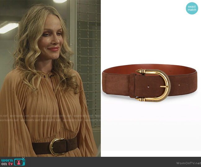 Etro Suede Buckle Belt worn by Laura Baker (Monet Mazur) on All American